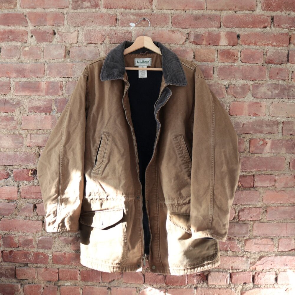 Vintage LL Bean Fleece Lined Chore Jacket in Barn Khaki